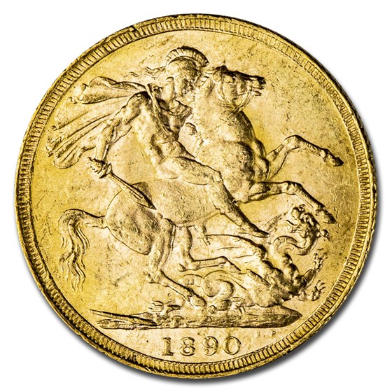 1890 Great Britain Gold Sovereign Victoria Jubilee Head BU 1890 Great Britain Gold Sovereign Victoria Jubilee Head BU